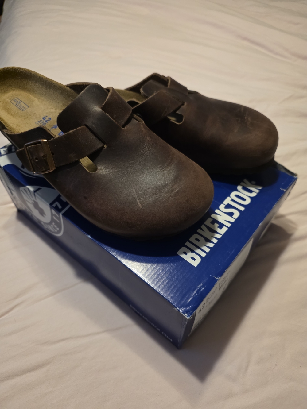 Birkenstock Brown Leather Boston Clogs for Men